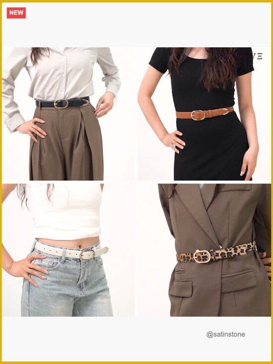 3 Pack Plus Size Women\'s Faux Leather Belts with Gold Buckle main image 7